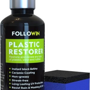 مرمم بلاستيك FOLLOWIN للسيارات، طلاء بلاستيكي سيراميك، يقاوم الماء، الأشعة فوق البنفسجية، الأوساخ، طلاء السيراميك، لا يلبس، يدوم أكثر من 200 غسلة، عالي التركيز، 30 مل